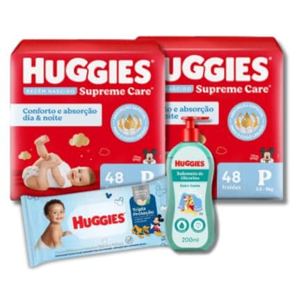 Imagem de Kit Huggies: 2 p. Fraldas P + Lenço + Sabonete