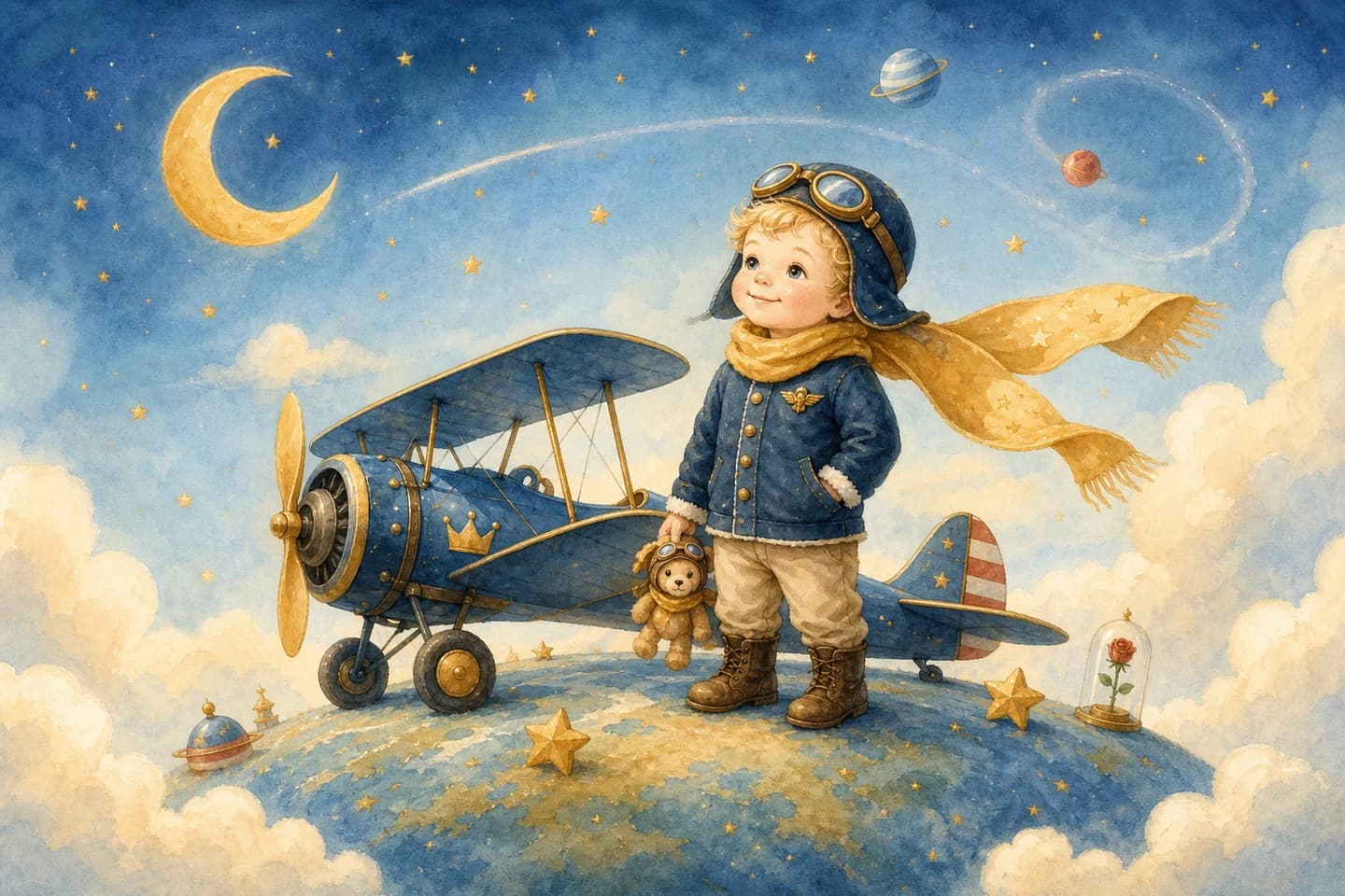 Ilustração do tema aviador de Chá de bebê do Nicolas